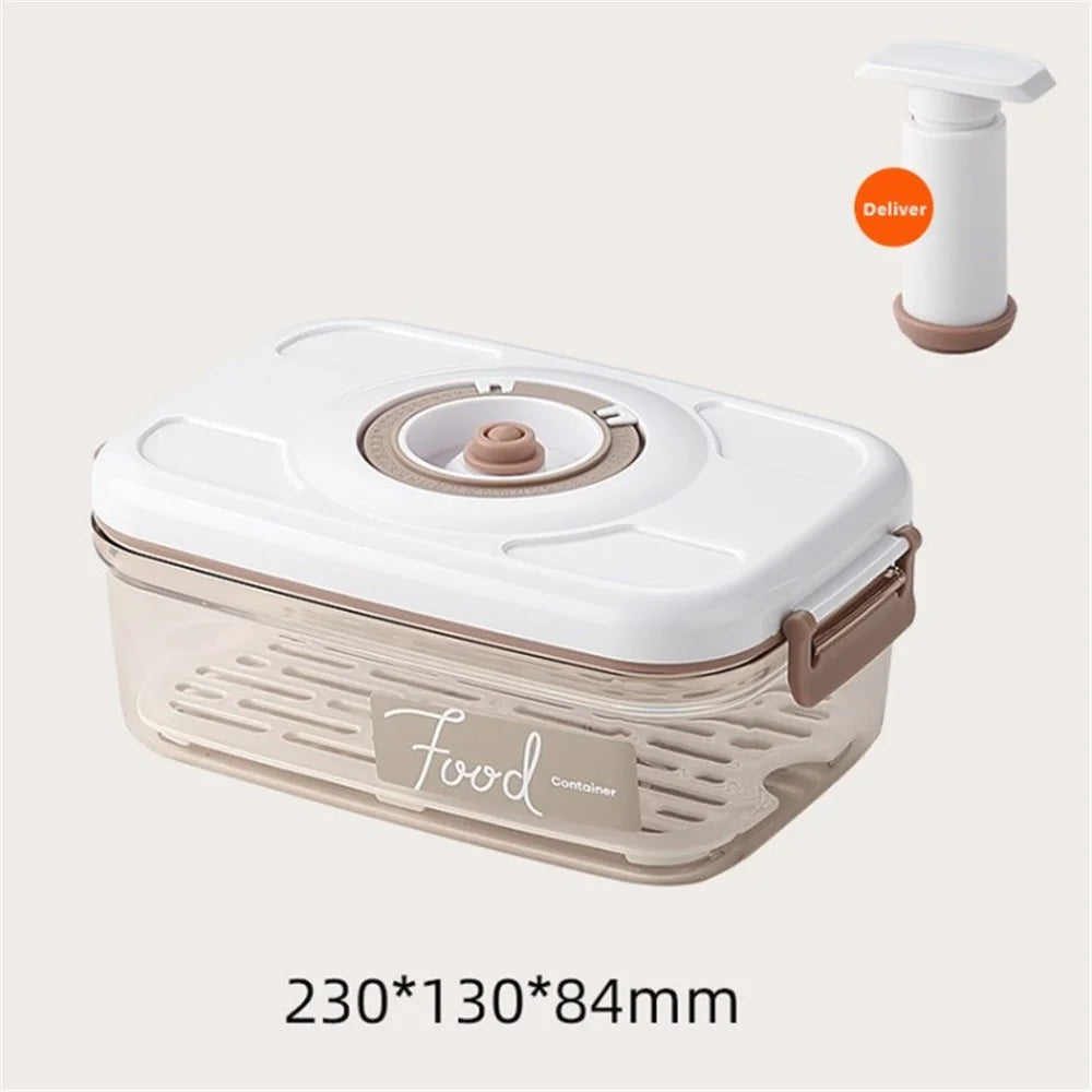 Food Fruit Storage Container Box Vacuum Kitchen Fridge Organizer Sealer (No FDA Certification) - 1.2L/With a Pump - 1