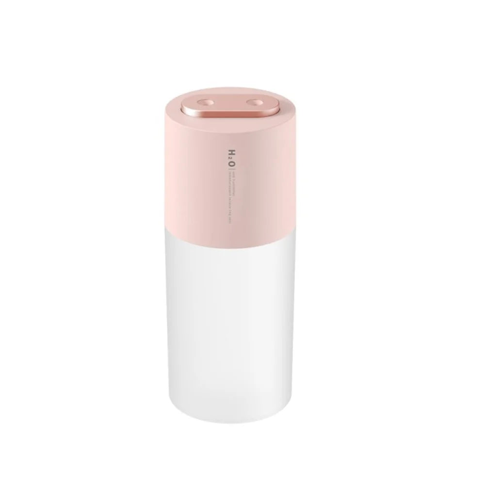 400ml Ultrasonic Air Humidifier Rechargeable Dual-Nozzle Cool Mist Diffuser for Home Office - Pink/2200mAh - 1
