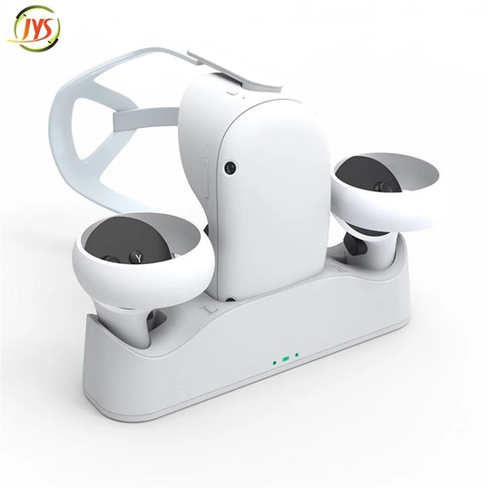 JYS Charging Dock for Oculus Quest 2 Headset Stand Controller Mount with Batteries - White - 1