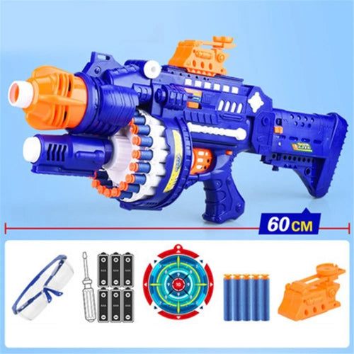 Electric Bullet Gun with 80 Soft Bullets Children Shooting Game Toy - Blue - 1