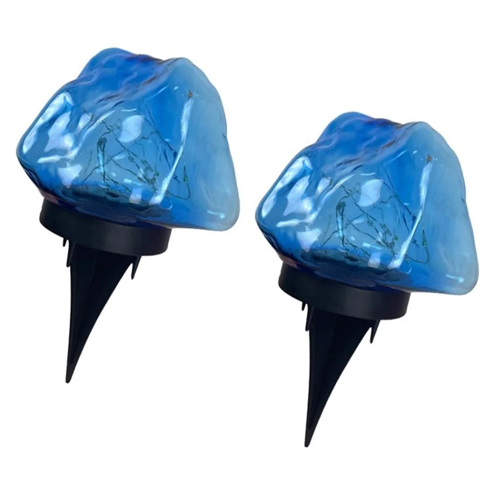2Pcs Rotating Solar Lawn Light IP67 Waterproof Landscape Stylish Decorative Light Fixture for Garden Pathway - Blue - 1