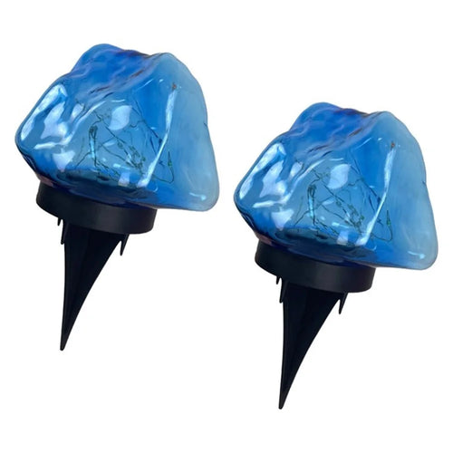 2Pcs Rotating Solar Lawn Light IP67 Waterproof Landscape Stylish Decorative Light Fixture for Garden Pathway - Blue - 1