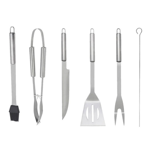 9Pcs/Set Stainless Steel BBQ Grilling Tools Spatula Fork Tong Knife Brush Skewer Tweezer Kit with Carrying Case for Outdoor Cooking Camping (No FDA Certificate) - 1