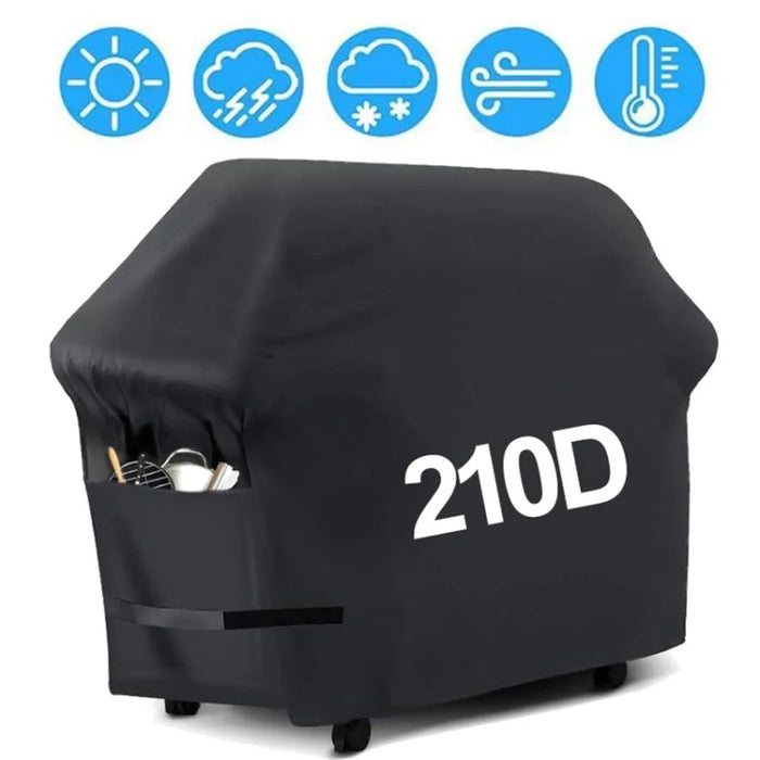 Dust-proof BBQ Hood Cover Oxford Cloth Windproof Gas Grill Cover with Pocket - 210D Oxford Cloth/145x61x117cm - 1