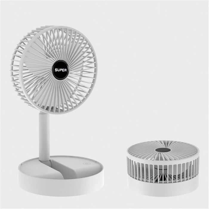 Foldable Desk Fan Low Noise 3 Speed Settings Telescopic Fan for Bedroom Office - White - 1