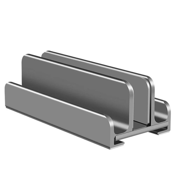 Vertical Laptop Stand 3-Slot Desktop Metal Notebook Computer Tablet Holder Mount - Grey - 1