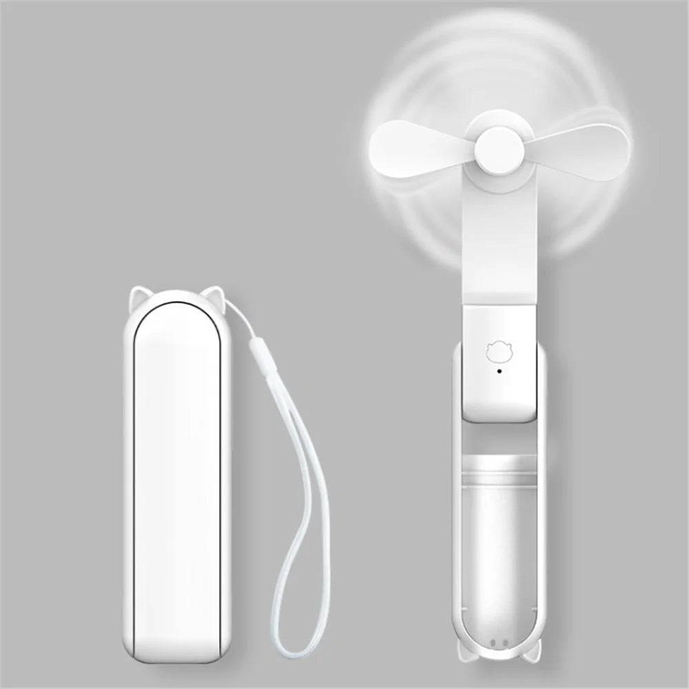 HZ001 Built In 1200mAh Battery Small Pocket Fan 3 Speed Modes 7-10 Hours Telescopic Handheld Fan - White - 1