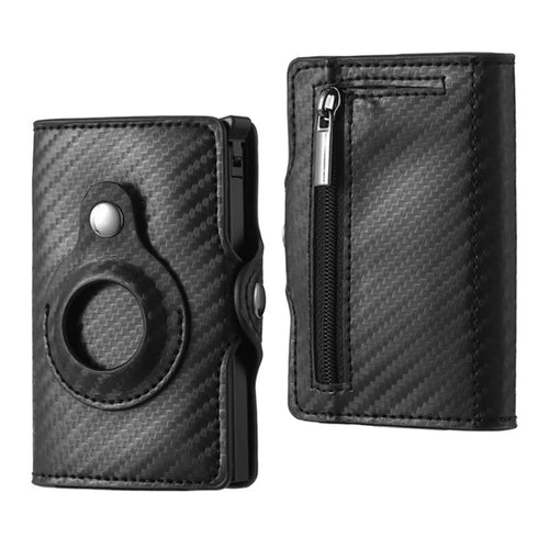 RFID Blocking Men Wallet Anti-scratch Wear-resistant Leather Bifold Money Clip Card Holder - Black/Fiber Texture - 1