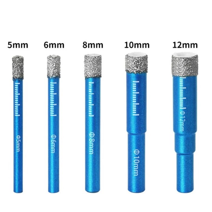 5Pcs/Set  5-12mm Diamond Drill Bit Set for Glass Ceramics Tile Granite Marble Universal Shank - 1