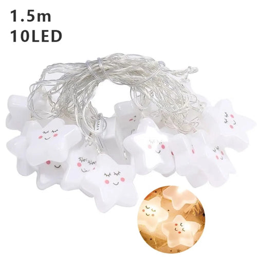 Indoor String Light for Kids Bedroom Christmas Tree Fairy Light Lamp New Year Garden Decoration - Smile Star / 1.5m 10 Lights - 1