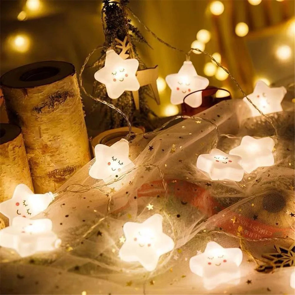 Indoor String Light for Kids Bedroom Christmas Tree Fairy Light Lamp New Year Garden Decoration - Smile Star / 1.5m 10 Lights - 2