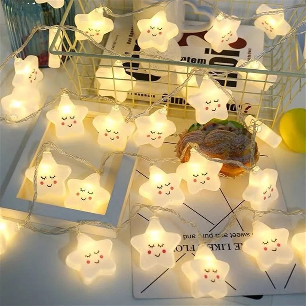 Indoor String Light for Kids Bedroom Christmas Tree Fairy Light Lamp New Year Garden Decoration - Smile Star / 1.5m 10 Lights - 7