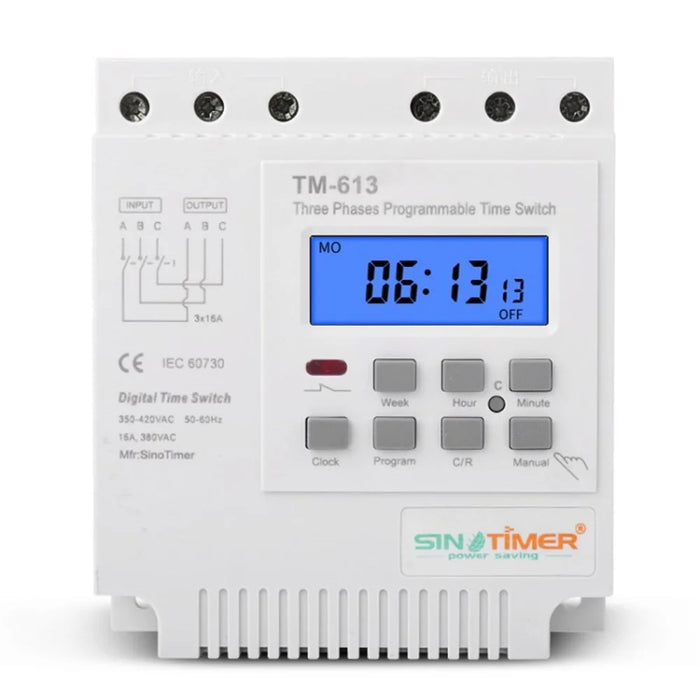 SINOTIMER TM613 AC 380V/16A Wire Countdown Timer Switch 7 Days 24 Hours for Bathroom Fans Heaters Lights - 1