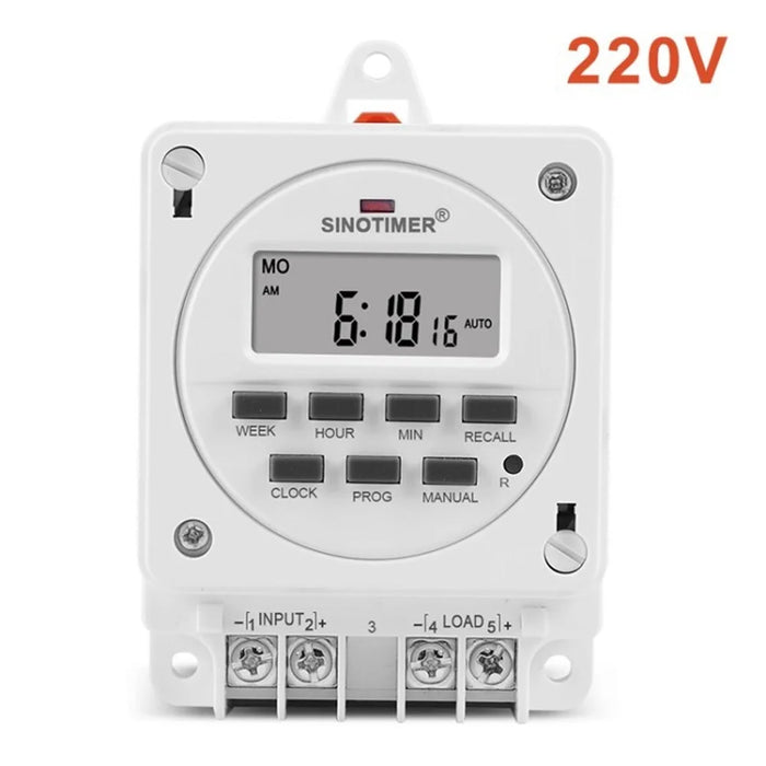 SINOTIMER TM618E 16A 24-Hour Smart Outlet Timer 7-Day Digital Programmable Indoor Electrical Timer Switch - 220V - 1