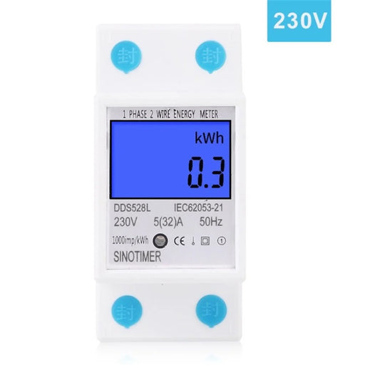 SINOTIMER DDS528L LCD Display Night Vision Power Watt KWH Meter 110/230V 50Hz Din Rain Electricity Usage Monitor - 230V - 1