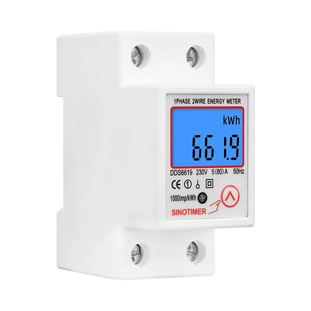 SINOTIMER DDS6619-012 Electric Energy Meter 35mm Din 1000P/kWh Electricity Usage Monitor Power Consumption Meter - 2