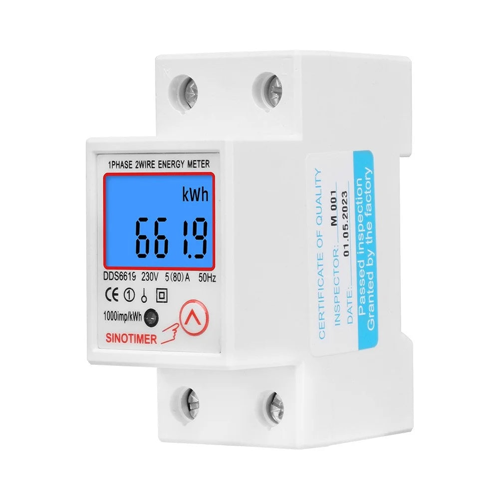 SINOTIMER DDS6619-012 Electric Energy Meter 35mm Din 1000P/kWh Electricity Usage Monitor Power Consumption Meter - 3