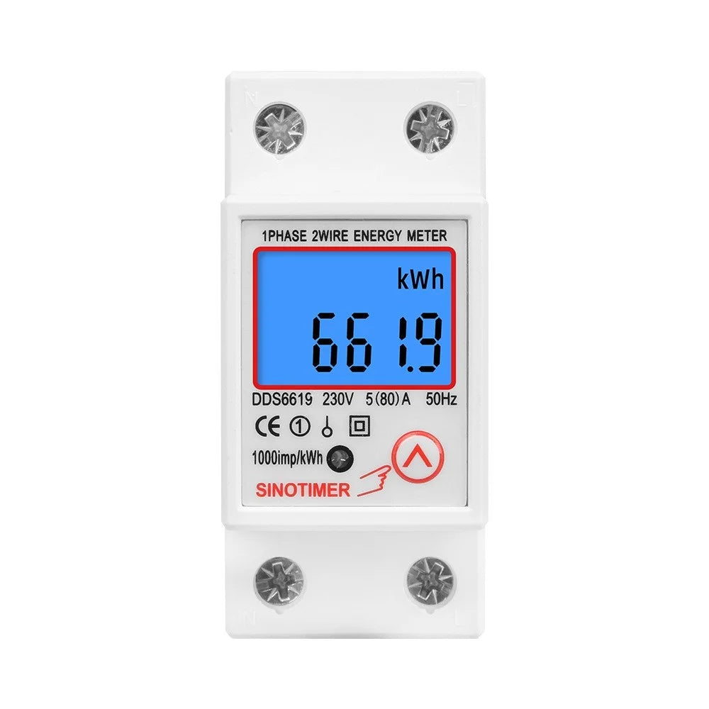SINOTIMER DDS6619-012 Electric Energy Meter 35mm Din 1000P/kWh Electricity Usage Monitor Power Consumption Meter - 5