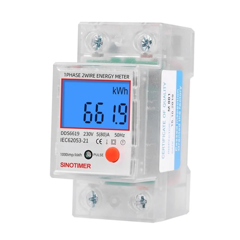 SINOTIMER DDS6619-013 AC 220V 80A Energy Meter kWh Power Consumption Meter Wattmeter - 1
