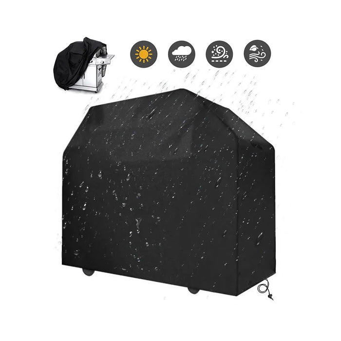 420D Oxford Fabric Waterproof BBQ Grill Cover UV Protection Outdoor Barbecue Grill Cover with Drawstring - Black / 80x66x100cm - 1