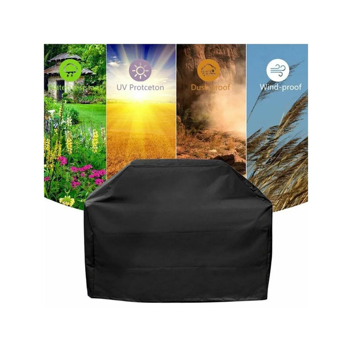 420D Oxford Fabric Waterproof BBQ Grill Cover UV Protection Outdoor Barbecue Grill Cover with Drawstring - Black / 80x66x100cm - 5