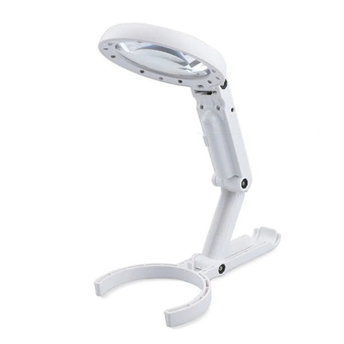 BEILESHI FS75RC Glass LED Magnifier 5X 11X Magnifying Foldable Stand Desk for Jewelry Appraisal Reading Repair Tool - 1