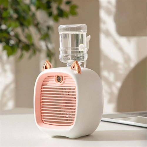 Office Desktop Mini Air Conditioning Fan 270ML Water Tank Spray Cooling Fan Air Cooling Cooler - Pink - 1