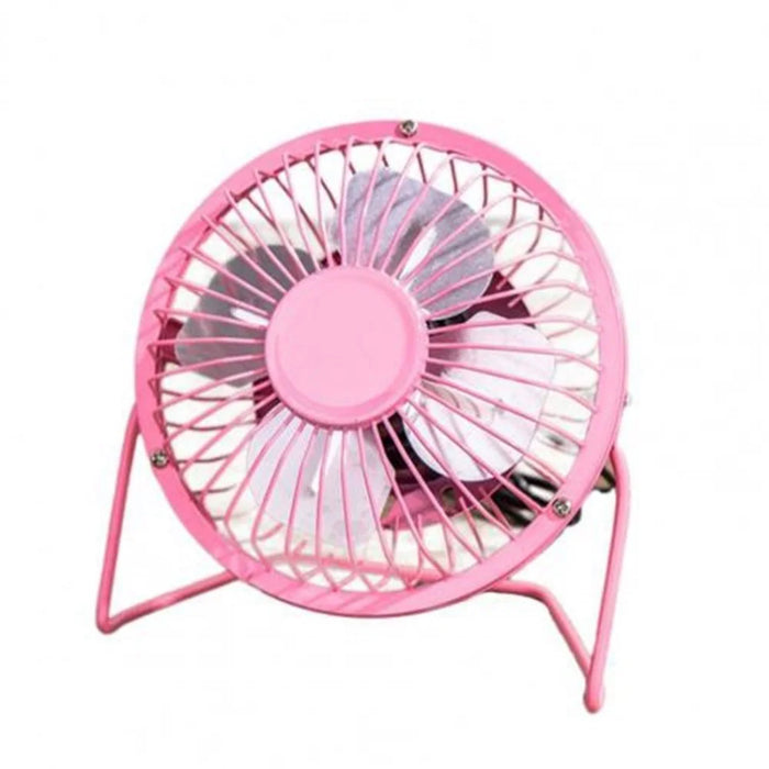 Wrought Iron Portable Table Fan 4 inch Mini Cooling Fan for Office Fan Support 360-Degree Adjustable - Pink - 1