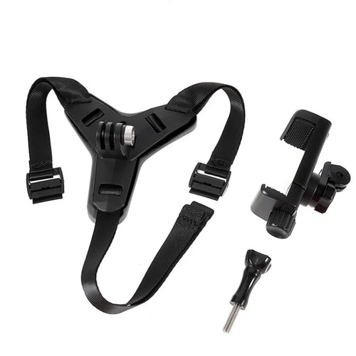 Motorcycle Helmet Chin Mount Strap Camera Holder Clip for GoPro Hero 9 8 7 6 5 - Black - 1