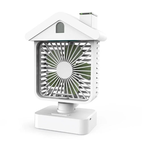 Air Conditioning Fan 2400mAh Rechargeable Battery Operated Home Desktop Double-spray Fan Office Air Cooler - White - 1