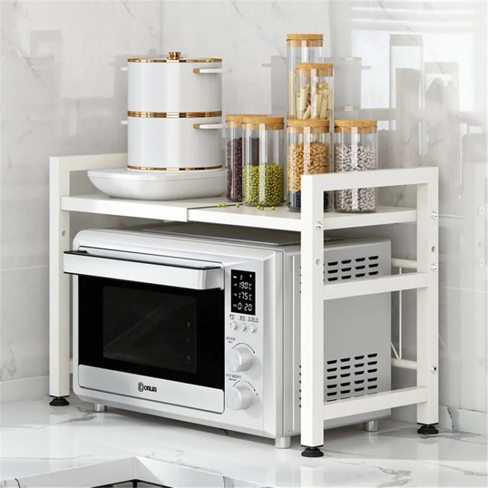 Microwave Oven Rack Toaster Stand Shelf Expandable Kitchen Countertop Storage Shelf - White/1 Tier - 1