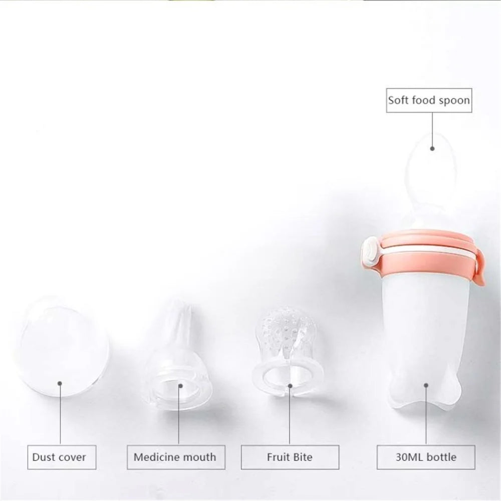 Baby Food Bottle Squeeze Feeder Baby Feeding Pacifier for Toddlers Infants (No FDA, BPA-Free) - Pink - 1