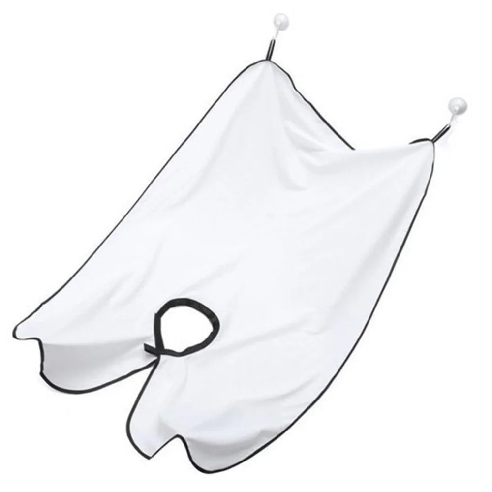 Men Beard Shaving Apron Bib Waterproof Shaving Cloth Non-Stick Beard Cape Trimming Bib - White - 1