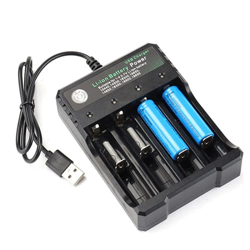 4-Slot Li-ion Battery Charger for 10440 14500 16340 16650  14650 18350 18500 18650 - Black - 1
