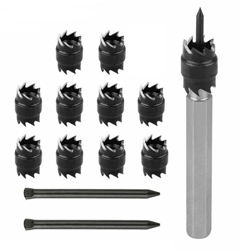 13Pcs/Set 3/8" HSS Rotary Spot Welding Drill Machine Sheet Metal Remover Hole Separator - 1