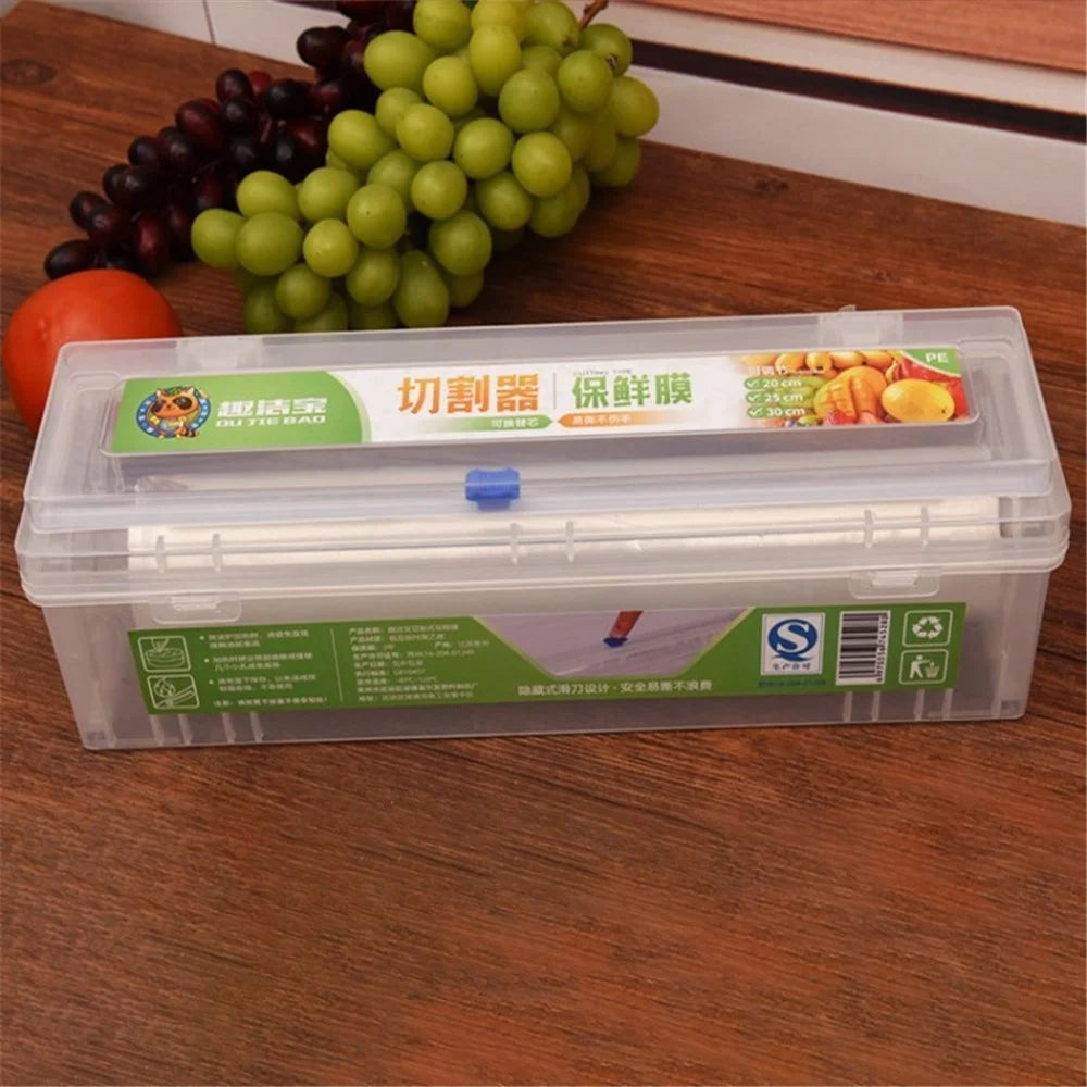 Refillable Plastic Wrap Dispenser with Slide Cutter for Home Kitchen - 1