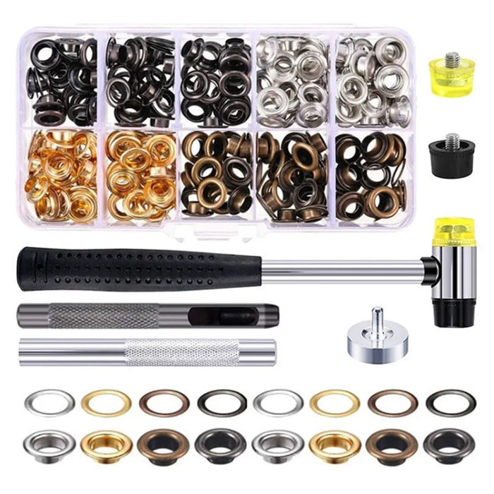 200Sets 4 Colors Leather Rivets Metal Rivets Tool Kit for Bags Clothes Shoes Belts - 1
