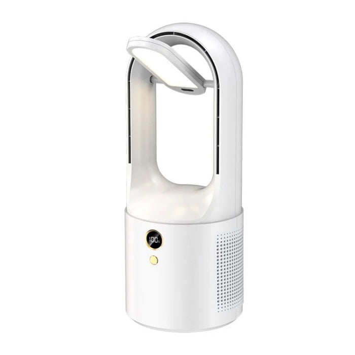 X27 Bladeless Fan Strong Wind LED Light USB Rechargeable Cooler Fan - White - 1