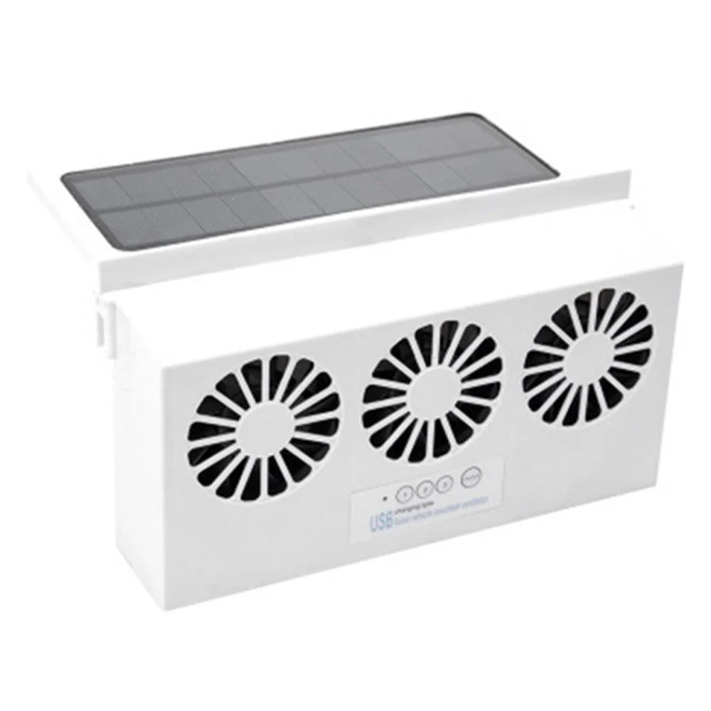 Solar Car Fan Auto Front Rear Window Car Exhaust Fan Car Radiator Fan - White - 1
