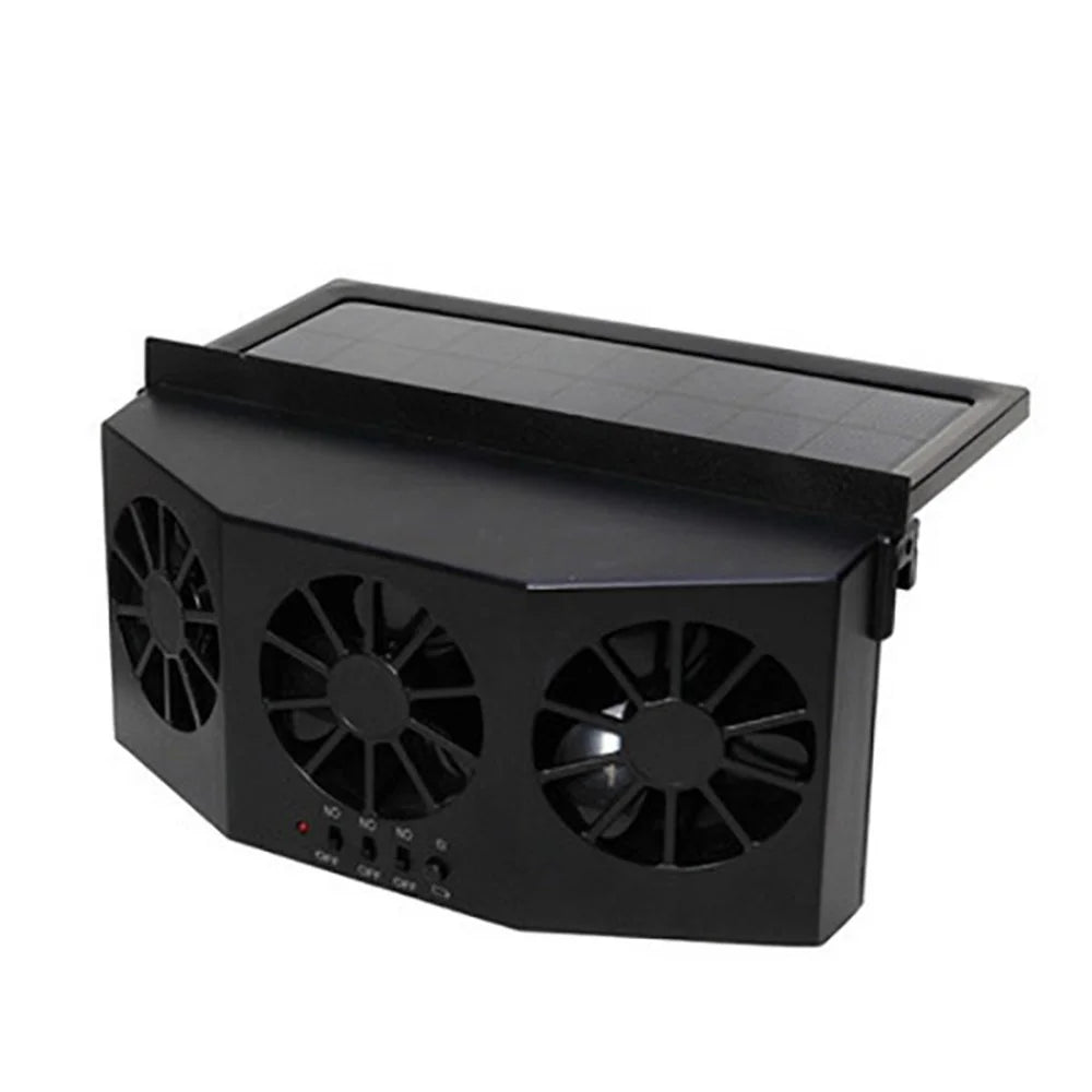 Solar Car Fan Window Ventilator Car Exhaust Radiator Fan - Black - 1