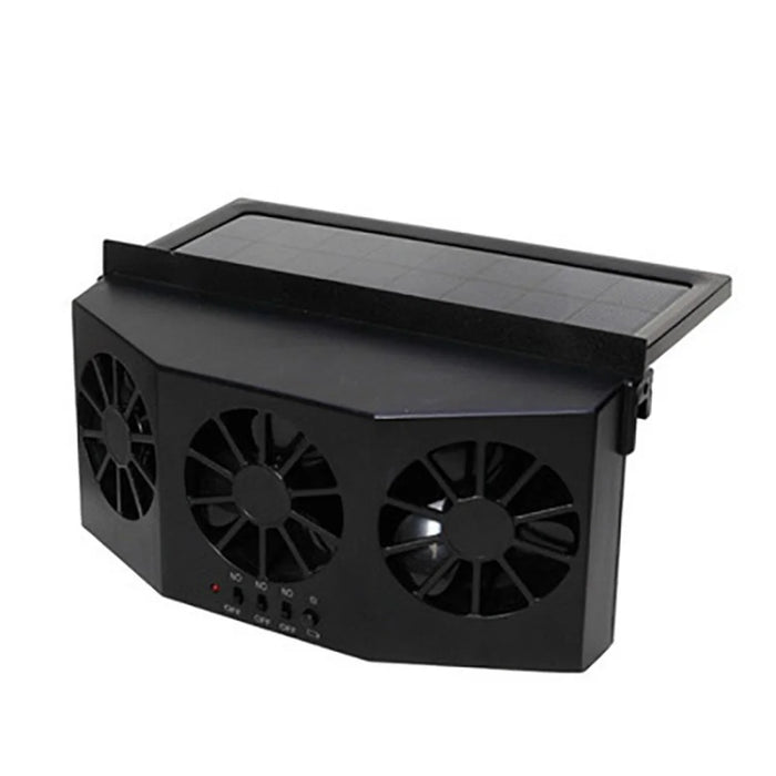 Solar Car Fan Window Ventilator Car Exhaust Radiator Fan - Black - 1