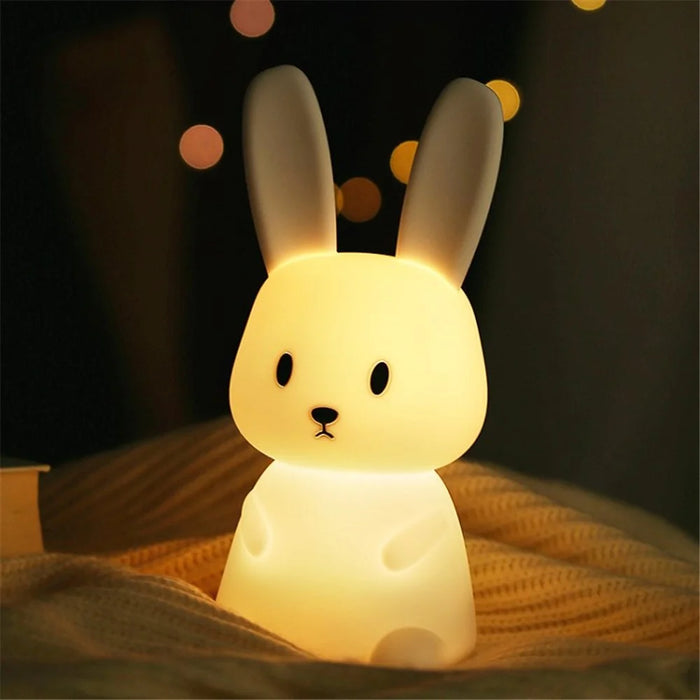 LED Bedside Night Light Color Changing Rabbit Lamp Kids Light Silicone Nursery Light for Bedroom - 1