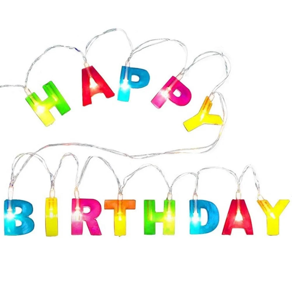 Happy Birthday LED String Light Flexible Lightweight Durable Multi-color Light Up Letter Birthday Party Decor - 1