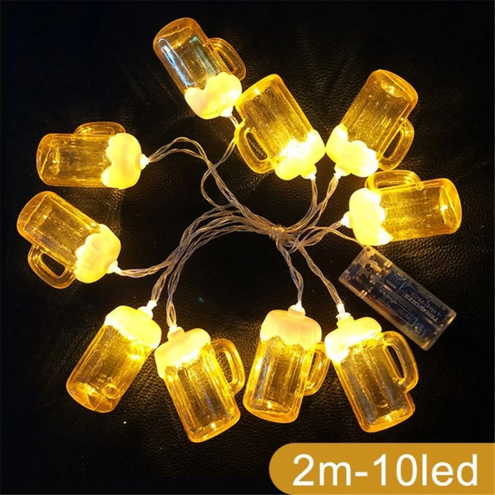 Stylish Beer Mug String Light for Bar Christmas Birthday Wedding Party - Warm Flashing / 2 Meters 10 Lights - 1