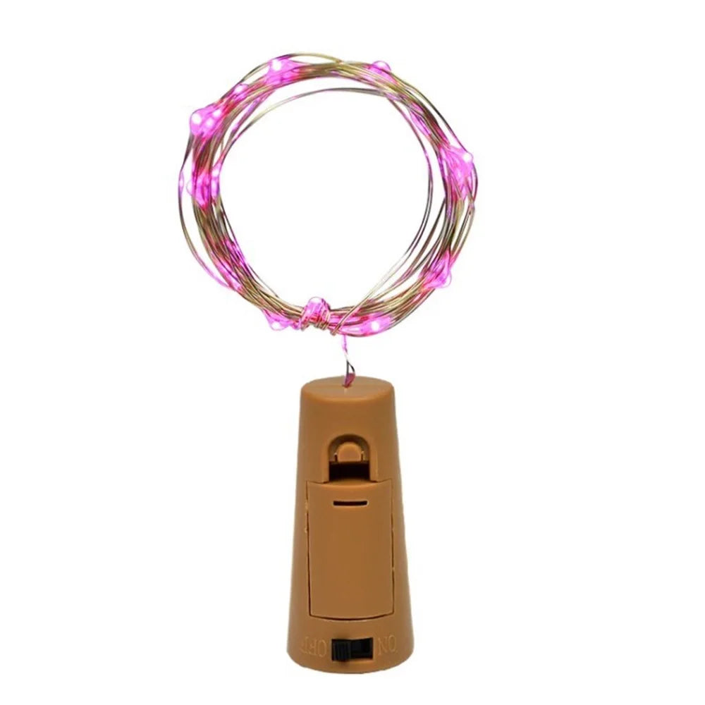 Wine Bottle Fairy Light Durable Flexible Waterproof Cork String Light for Jar Party Wedding Festival - Pink - 1