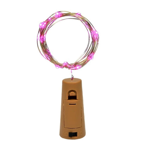 Wine Bottle Fairy Light Durable Flexible Waterproof Cork String Light for Jar Party Wedding Festival - Pink - 1