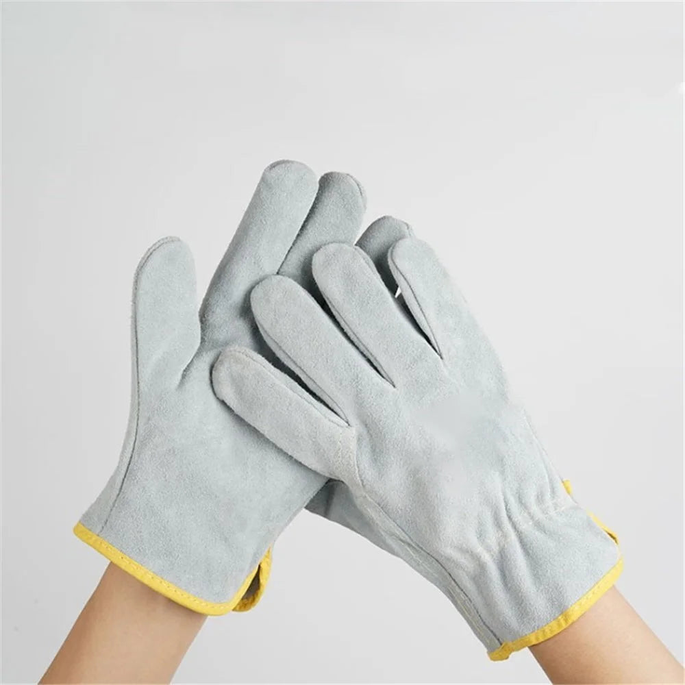 1 Pair Wear-resistant Cowhide Welding Gloves Durable High-temperature Resistant Welders Gloves - White - 1