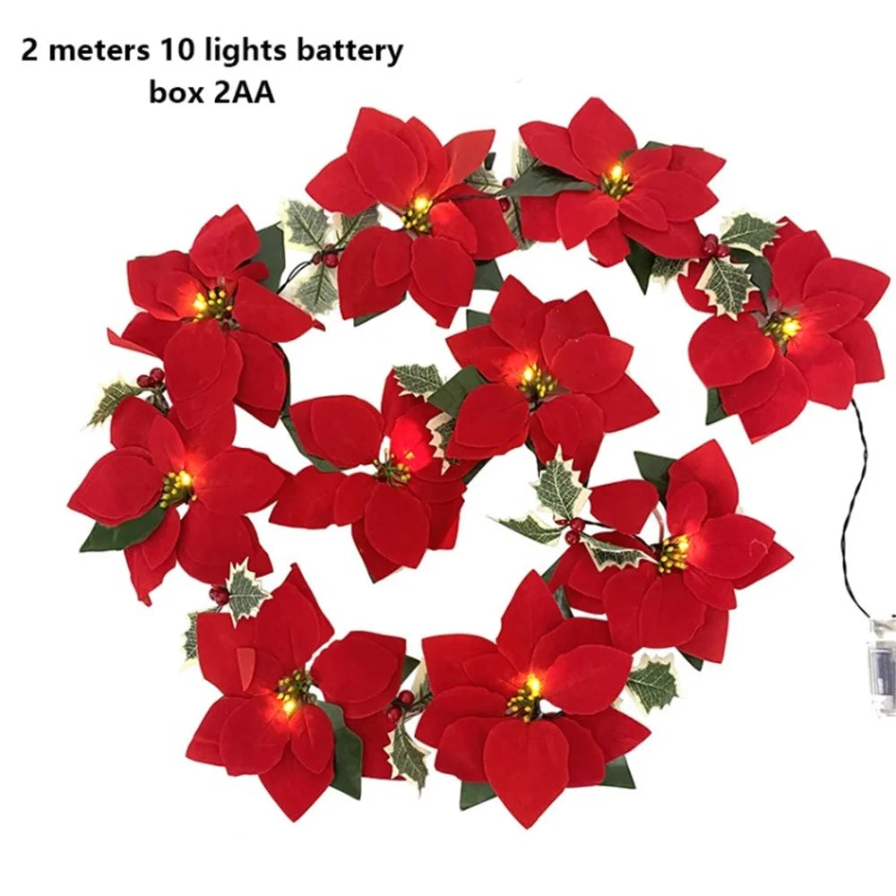 Artificial Flower String Light Christmas Fairy Light Christmas Tree Wedding Beach Party Decoration - 2m / 10 Lights - 1