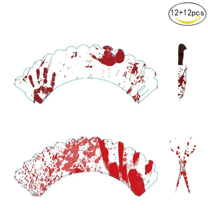 24Pcs / Pack Halloween Cupcake Topper Decorations Gift for Halloween Party - Bloody Hand Set - 1