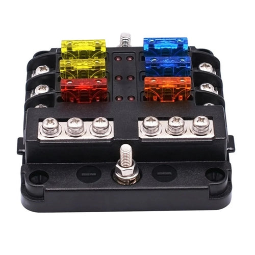 CS-1469A1 1 In 6 Out Heat Resistance Car Boat Fuse Box with Indicator Fuse Holder Block Panel - 1